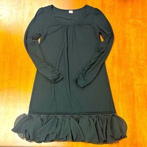 Black Long Sleeve Dress with Ruffle Hem